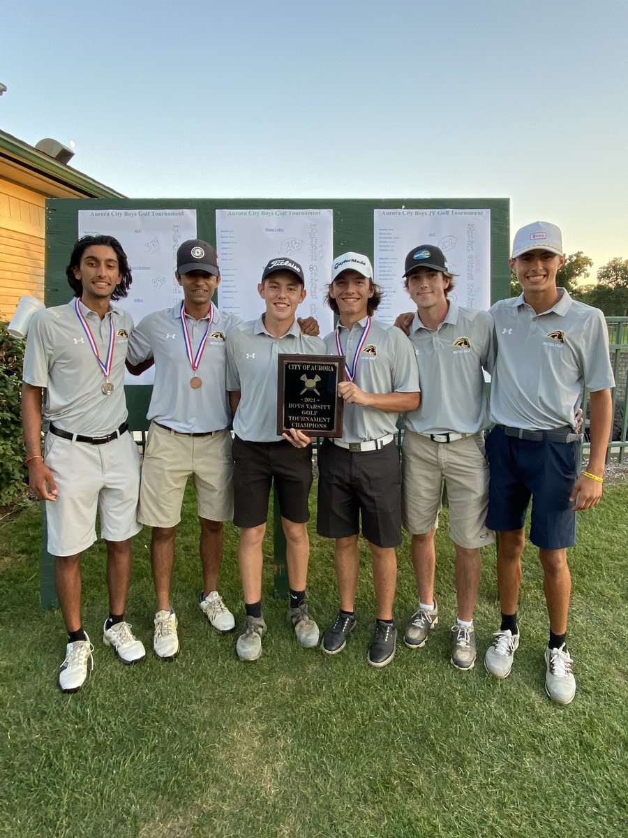 The Mustangs shoot 293 <a href="/phillips_gc/">Phillips Park Golf Course</a> to win the Aurora City Championship! <a href="/Aman04Shah/">Aman Shah</a> 71, <a href="/arjunvyas04/">Arjun Vyas</a> 72, <a href="/OakesElijah/">Elijah Oakes</a> 75, <a href="/kylepbucher/">Kyle Bucher</a> 75 were the scorers tonight. Great job boys. DVC Conference Tournament next week! <a href="/MeteaAthletics/">Metea Athletics</a> <a href="/MeteaBoosters/">Metea Boosters</a>