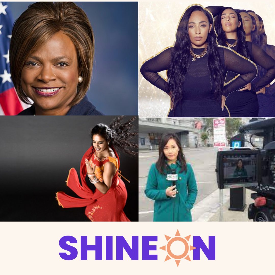 During our Shine program (bit.ly/3xYYymd) you'll have an opportunity from amazing women like Stephanie Chuang founder of the Patient Story, Emaan Abbass founder of KETISH, Joti Singh Co-Artistic Director of Duniya Dance and Drum Company, and Congresswoman Val Demings.