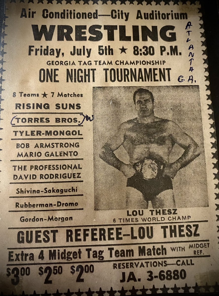 Went through some history tonight with a good friend. He has so much great HISTORY that I want to preserve… this is why the sign on this door  says #ProWrestling #LouThesz #GeorgiaWrestling #BobArmstrong