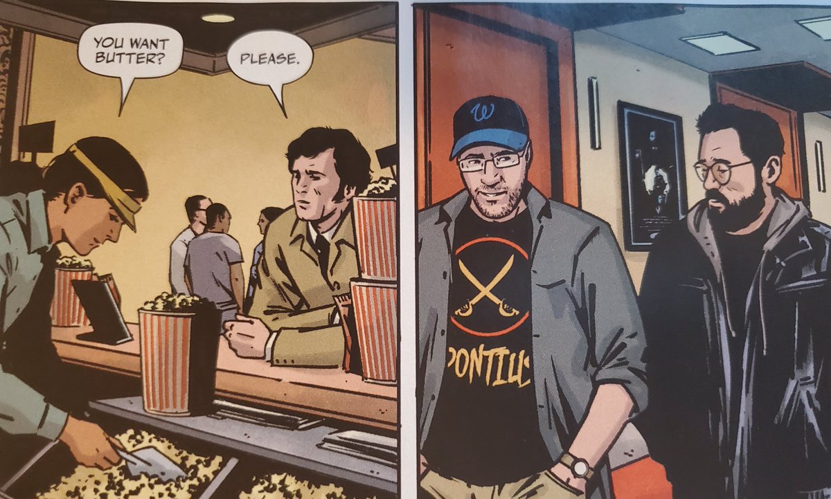 Just finished the glorious conclusion of #Rorschach from <a href="/TomKingTK/">Tom King</a> and <a href="/jfornes74/">Jorge Fornés</a>. So much to wring out of this. A thousand thank-yous.
And I'm choosing to believe "You want butter?" is a tawdry inside joke for the completely random, ruggedly handsome gents in the right panel.🧐