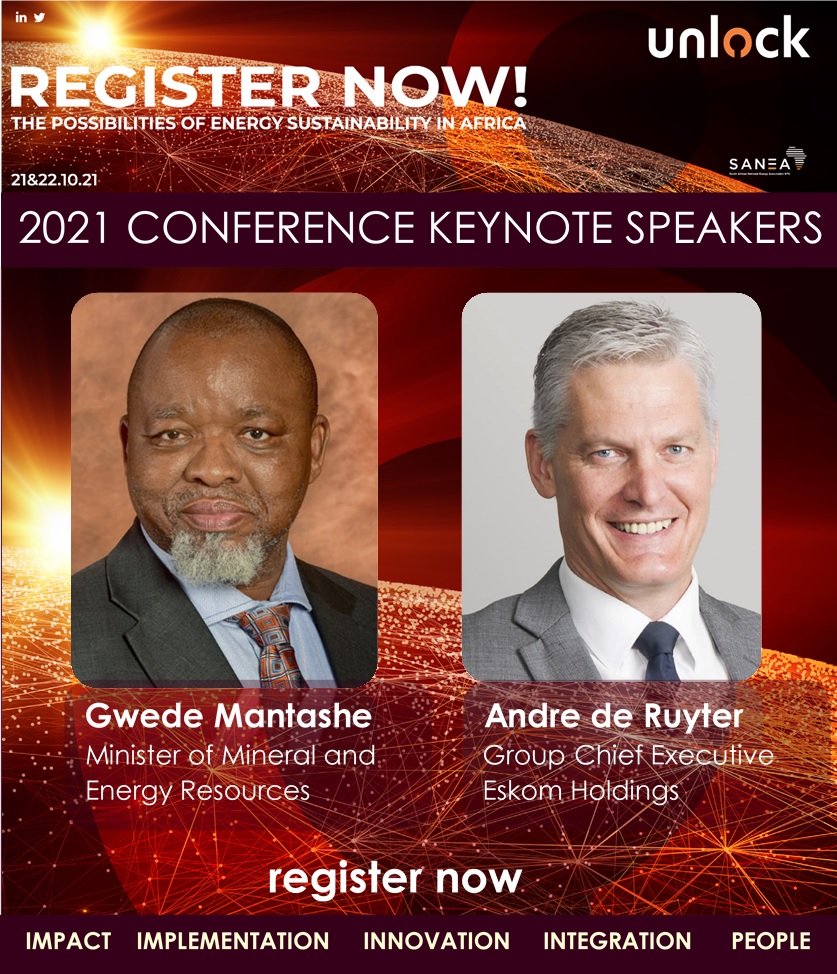 SANEANPC's tweet image. Announcing - Minister Gwede Mantashe, DMRE &amp;amp; Group Chief Executive, Eskom Holdings, Andre de Ruyter as official #keynote speakers.

Both play a prominent role in #UNLOCKING opportunities for a #sustainable &amp;amp; just #energy transition in SA.

For more visit : saneaconference.org.za