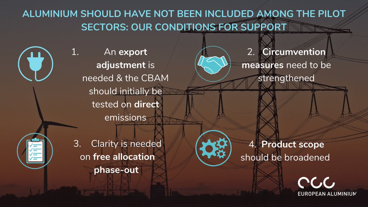 EUROPEAN ALUMINIUM (@eu_aluminium) on Twitter photo Today the <a href="/EU_EESC/">European Economic and Social Committee</a> is holding a public hearing to discuss #CBAM design and implementation.
Sandro, our Director of EHS & Sustainability will present our conditions for support. Find below our initial 4 policy asks. Today the <a href="/EU_EESC/">European Economic and Social Committee</a> is holding a public hearing to discuss #CBAM design and implementation.
Sandro, our Director of EHS & Sustainability will present our conditions for support. Find below our initial 4 policy asks.