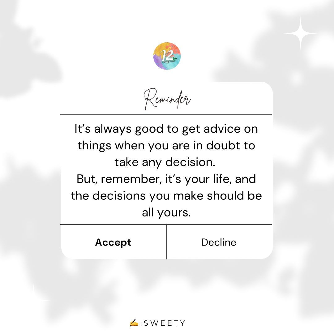 ready2live's tweet photo. “It’s your #life and the decision you make should be all yours”~@banerjee_sweety 

#ready2live #MotivationalQuotes #lifequotes #dailyquotes #quotesoftheday #quotesaboutlife https://t.co/1SFO5x5rH6