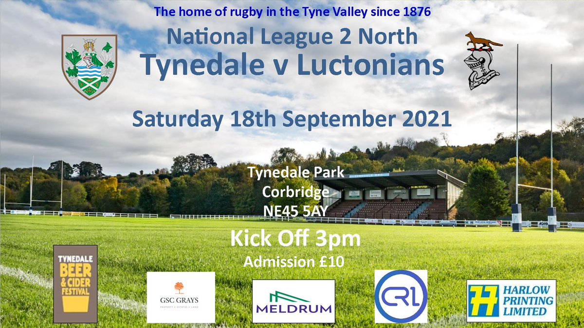 TynedaleRFC's tweet photo. We go again this Saturday when we welcome Herefordshire side Luctonians @Luctonians to Tynedale Park. Come along and enjoy the day. 
Match Preview on Club's website. https://t.co/nr5wHV99r8 https://t.co/8RWyJcnFO0
