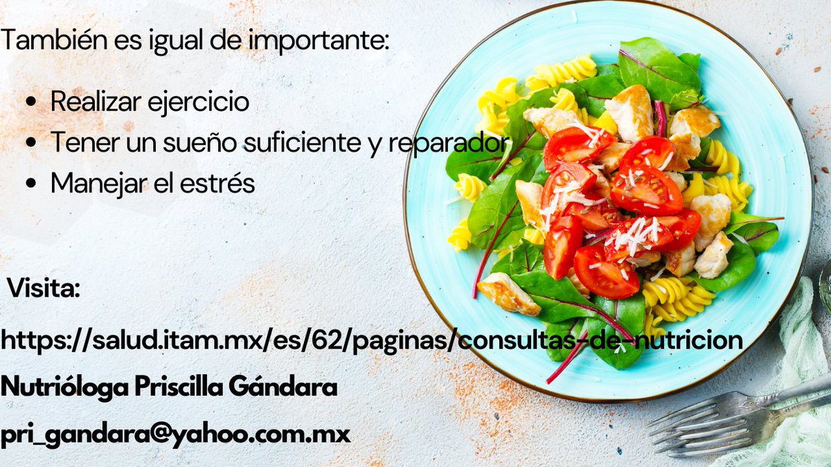 DAE_ITAM's tweet photo. Sigue los consejos de alimentación de nuestra Nutrióloga experta, #PriscillaGándara.

#SaludITAM #ProgramaITAMwellbeing

🖋Informes: pri_gandara@yahoo.com.mx

#DAE @ITAM_mx - Subdirección de Bienestar Integral https://t.co/Mv7Fzg7Lwl