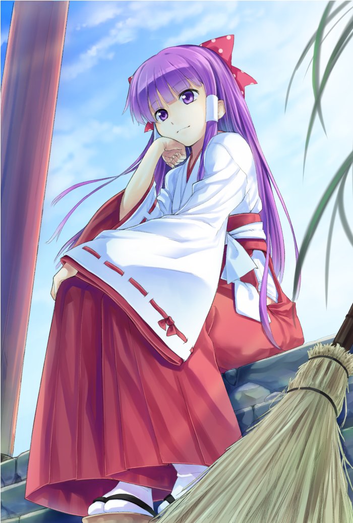 At the shrine steps, there sat a young Reimu and a broom... 