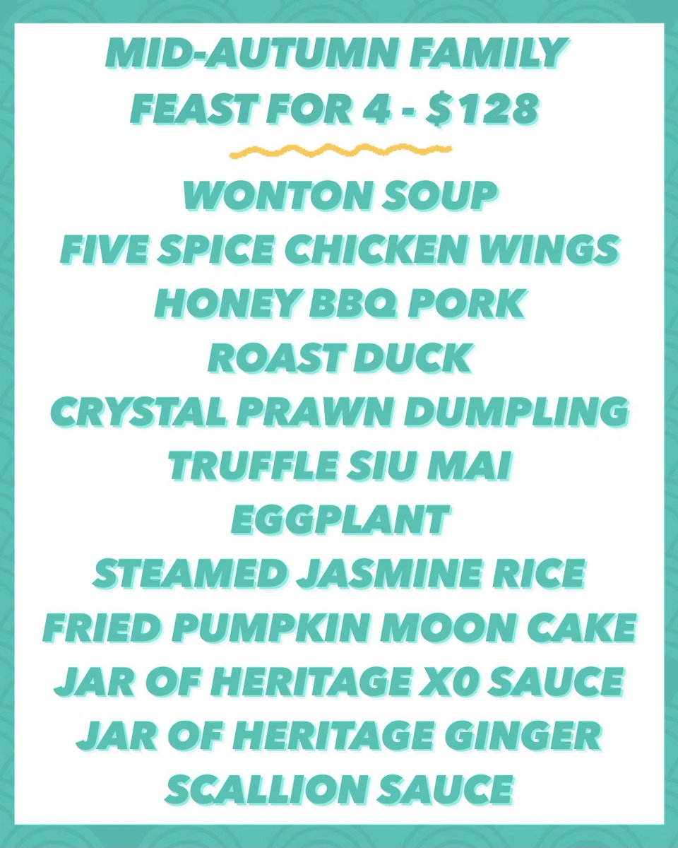 HERITAGE CRISPY PUMPKIN MOONCAKES FOR MID-AUTUMN FEST! 🎃🥮 check out our festive family feast available Sept 18 - 21, no preorder needed. Dine in or takeout! Swipe over to see full menu 🥢🥢🥢