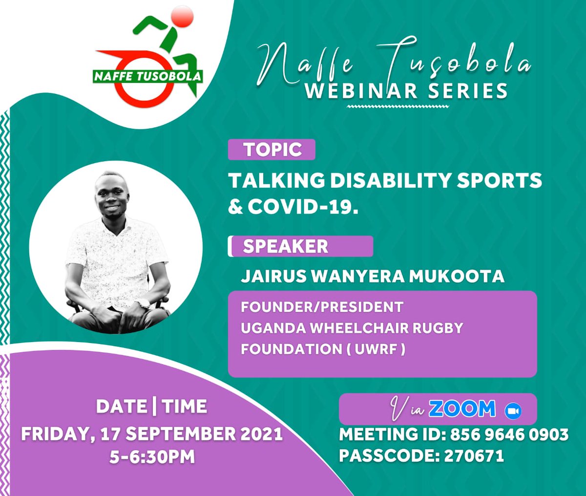 Meet @JairusMukoota our panelist this Friday. He will be discussing accessible adaptive facilities.
Zoom link
us02web.zoom.us/j/85696460903?…
@hwaddimba 
@nsimbi_angela 
@mayanjasuma 
@TimothyBulooti 
@AllanDarren 
@DhakabaKigongo 
@OdokiJ