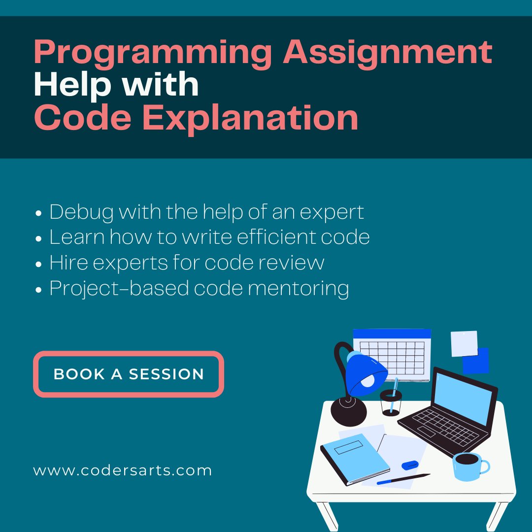 CodersArts's tweet image. Begin your Programming mentorship journey with Codersarts!

Book your session now : codersarts.com/book-online

#programmingmentor #programmingmentorship #coding #codereview #interviewpreparation #programmingguide #programmingtutor #projectmentorship #codersarts #sofstack