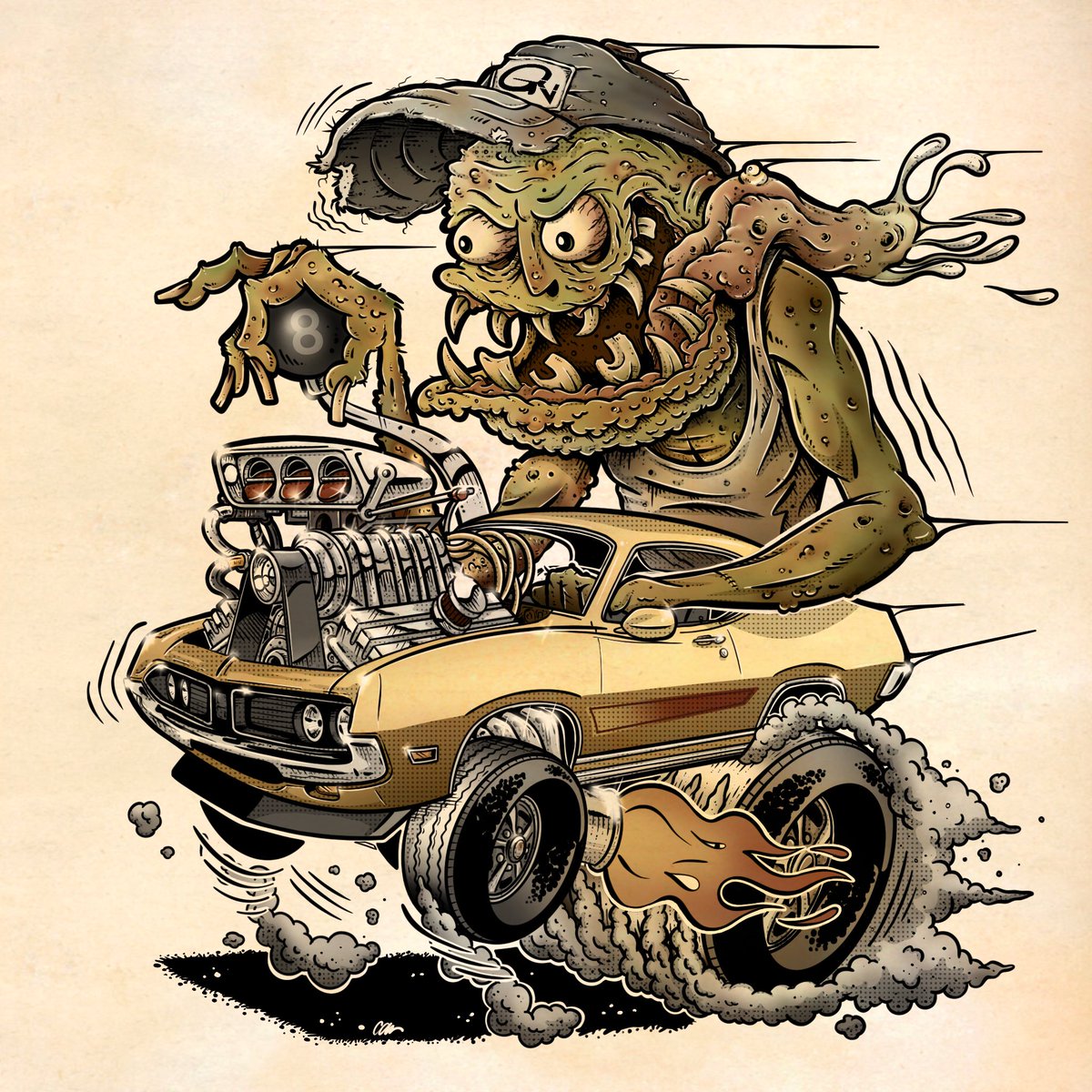 PencilAnimated's tweet photo. The ratfinked 71 Torino, let me know ur thoughts #71torino #ratfink #hotrodartist #hotrodart #chuckcarson #burnout #cartoonsmagazine #digitalart #finked #carguy #characterdesign https://t.co/6Oa365zHW3