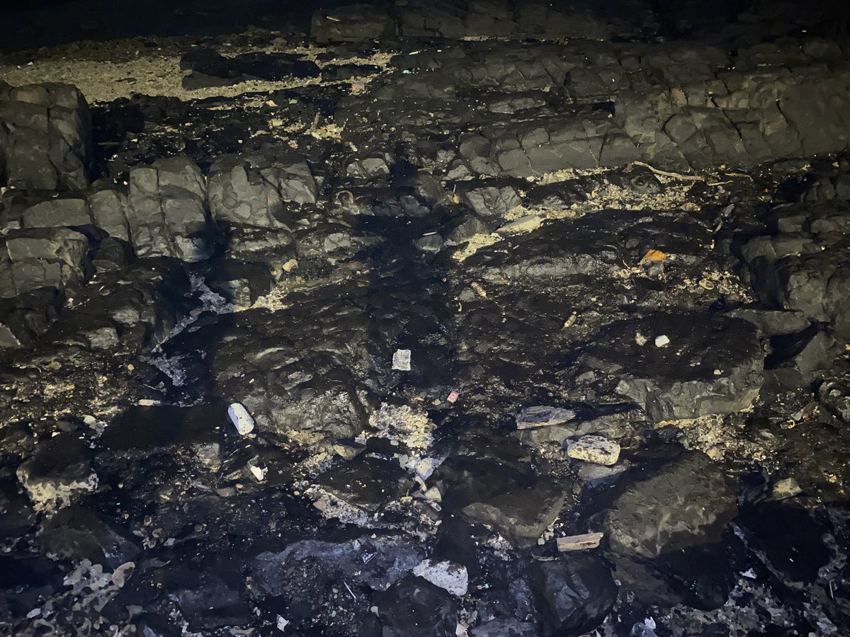 Pugdandee's tweet image. Went to Bandstand last night. So disheartened to see the state of the shore. The rocks I loved tidepooling on are all covered in oil. 

#MumbaiOilSpill