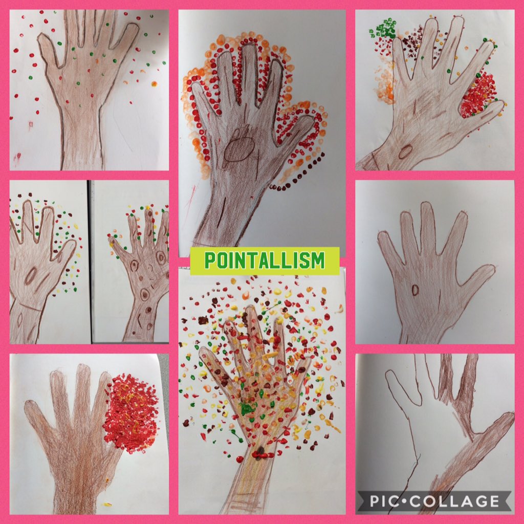 First few stages of our Pointallism project. #KingsleyArtist