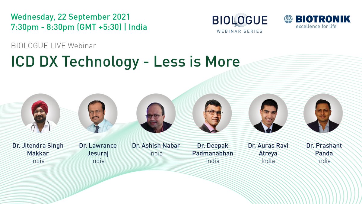 BIOTRONIK_News's tweet photo. If you are in India, sign up for our free LIVE webinar to join the experts discussing the #DX single-lead technology for ICDs and CRT-Ds and learn from interesting case presentations.
https://t.co/U4Lh35NrhH

#BIOTRONIKcares #DXtechnology #single-lead #ICD #CRT #lessismore https://t.co/wFcIP7LI1f