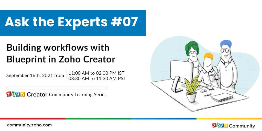 ZohoCreator's tweet image. LIVE NOW 📌  We&apos;re back with the next session of Ask the Experts!

In our ATE session today, we&apos;ll discuss Blueprint and how you can use it in your Zoho Creator apps. Have a question? Ask now! 👉🏼 zurl.co/ZgJS 

#ZohoCreatorTips #CommunityLearningSeries #appdevelopment