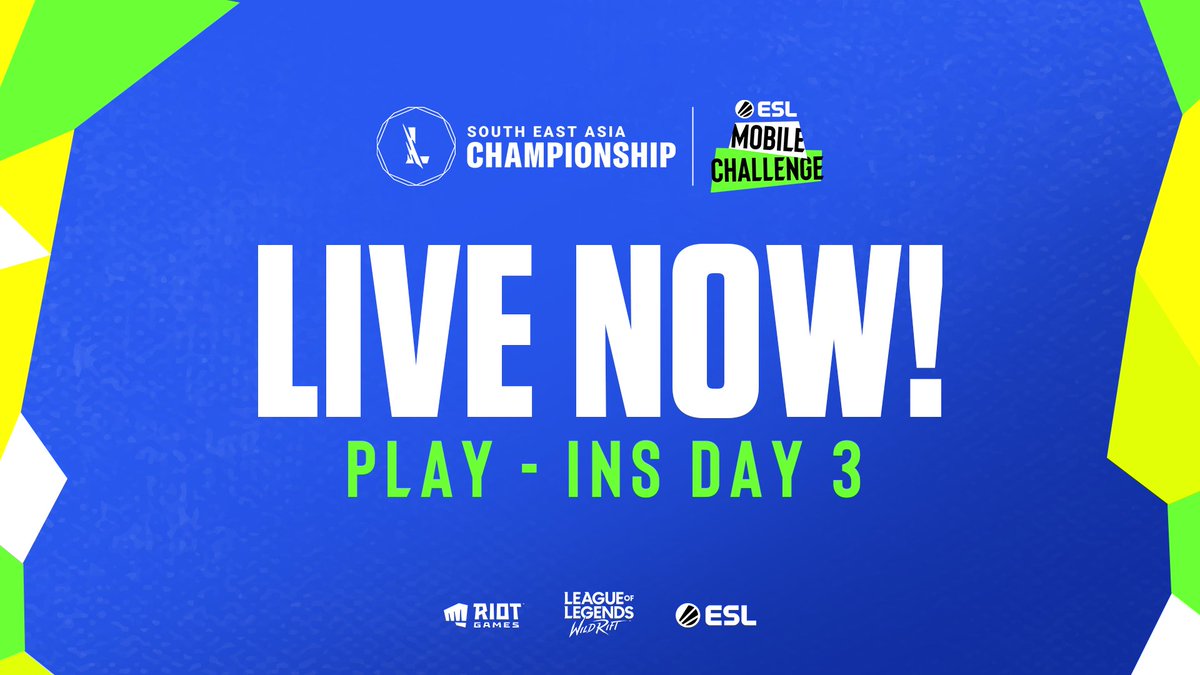 💥 WE ARE LIVE NOW! 💥

⬇️Matches happening today⬇️

Divine Esports vs Berjaya Dragons
<a href="/boomesportsid/">BOOM Esports</a> vs Buriram United
<a href="/InvateEsports/">Invate Esports</a> vs Saigon Phantom

📺twitch.tv/esl_asia
📺youtube.com/c/wildrift

#UnleashGreatness #WildRift #ESLMobile #IconSeries