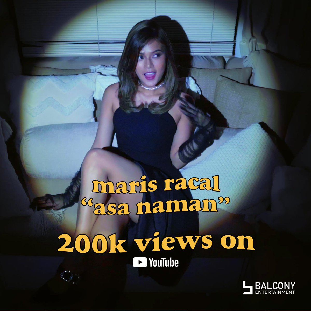 BalconyE's tweet photo. The music video for @MissMarisRacal 's latest song 'Asa Naman' now has 200k views in less than 24 hours! Thank you #balconation !!!

Music Video: https://t.co/4erRWlxeof

Stream 'Asa Naman' here: https://t.co/TuRXm7WR36 https://t.co/NpXKQfdjZT