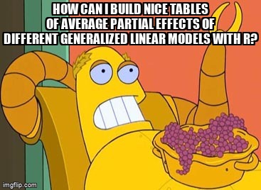 overflow_meme's tweet image. How can I build nice tables of average partial effects of different generalized linear models with R? stackoverflow.com/questions/6918… #standarderror #stargazer #xtable #r #coefficients