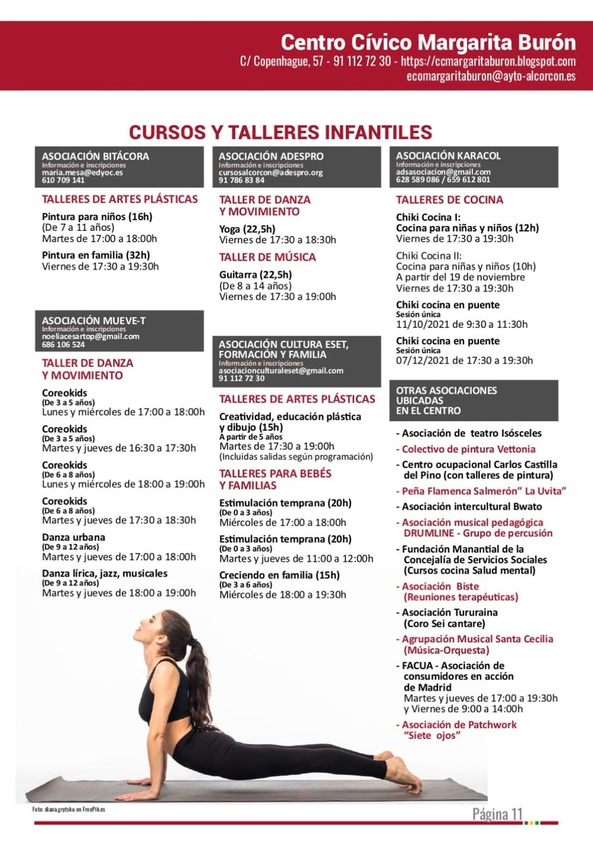 ℹ️ Está abierto el plazo de matriculación en los cursos y talleres que se organizan en el Centro Cívico Margarita Burón.