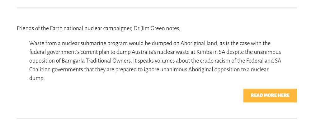 Friends of the Earth Australia was forged in nuclear resistance, and we reject the radioactive racism of the entire nuclear fuel cycle. Nuclear submarines is no different.

#Auspol #NuclearIsSUBpar #NoNukes