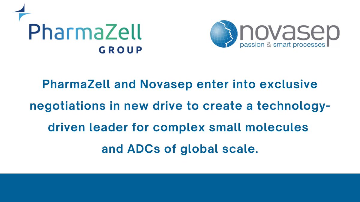 [PRESS RELEASE] PharmaZell and Novasep enter into exclusive negotiations in new drive to create a technology-driven leader for complex small molecules and ADCs of global scale. >> bit.ly/3nHztdg