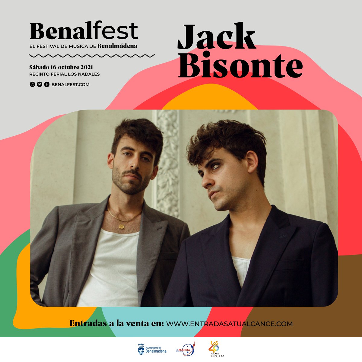 Estamos así 😍  con <a href="/jackbisonte/">Jack Bisonte</a> y así 🥳  porque ¡no queda nada para verlos sobre el escenario de #Benalfest2021!

🗓️  Sábado 16 de octubre
📍 Recinto ferial Los Nadales
🎟  Entradas a la venta en: entradasatualcance.com/tickets-benalf…