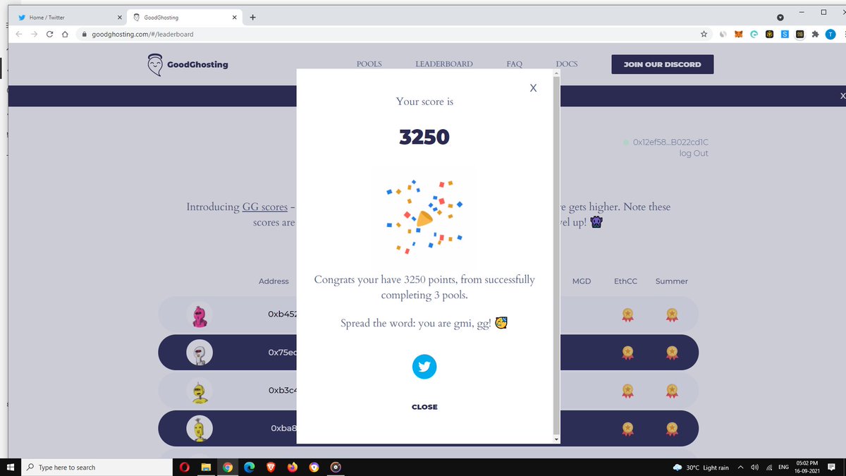 tulasiraolanke's tweet photo. Here is My GG Score 3250 @goodghosting
 So far Participated in 3 Pools 
 Check your here https://t.co/W1GcKQAP1d #questpool #ggscore https://t.co/lt5JwxuVqf