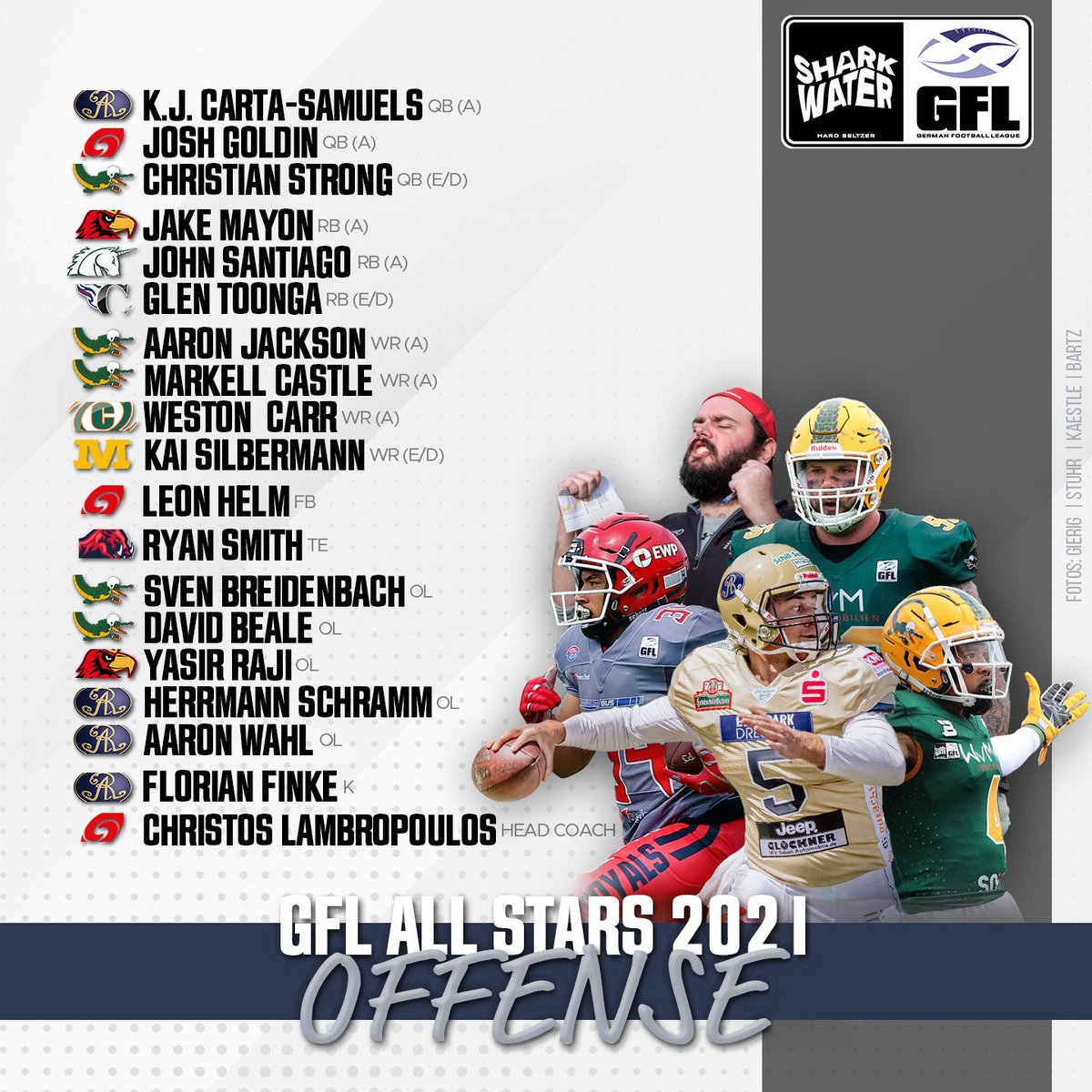 GFLinfo's tweet photo. Die reguläre GFL-Saison 2021 ist zu Ende, die Playoffs stehen unmittelbar vor der Tür. Zeit also für das beinahe schon traditionelle GFL All Star-Team. https://t.co/OqFuYJcZNt