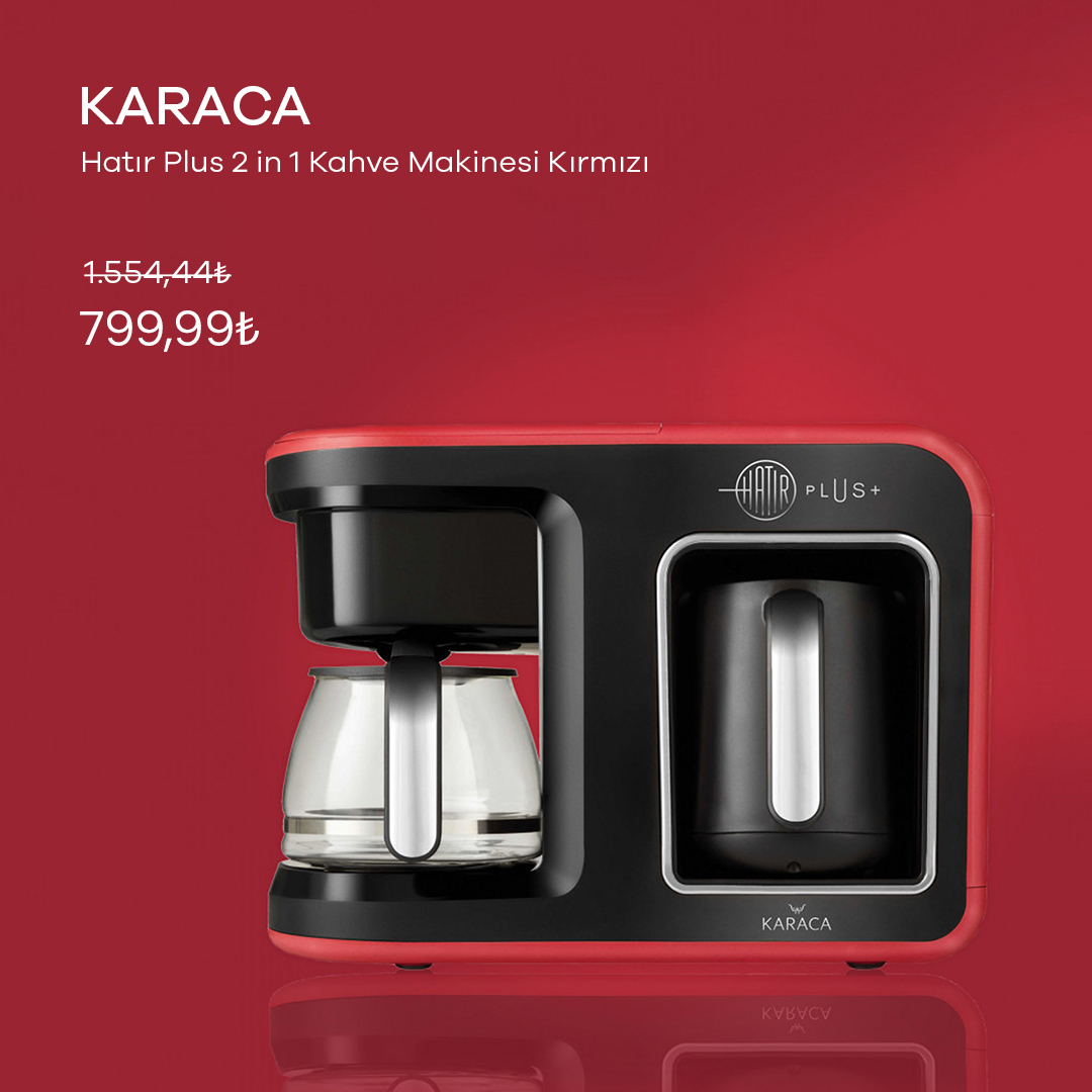 Filtre kahve ve Türk kahvesi ilk kez bir arada!
5 kişilik Türk kahvesi ve 5 kişilik filtre kahve yapabilme kapasitesine de sahip Hatır Plus sayesinde kalabalık misafir gruplarına pratik ve lezzetli kahveler hazırlayabilirsiniz.

bit.ly/KrcHatirPlus