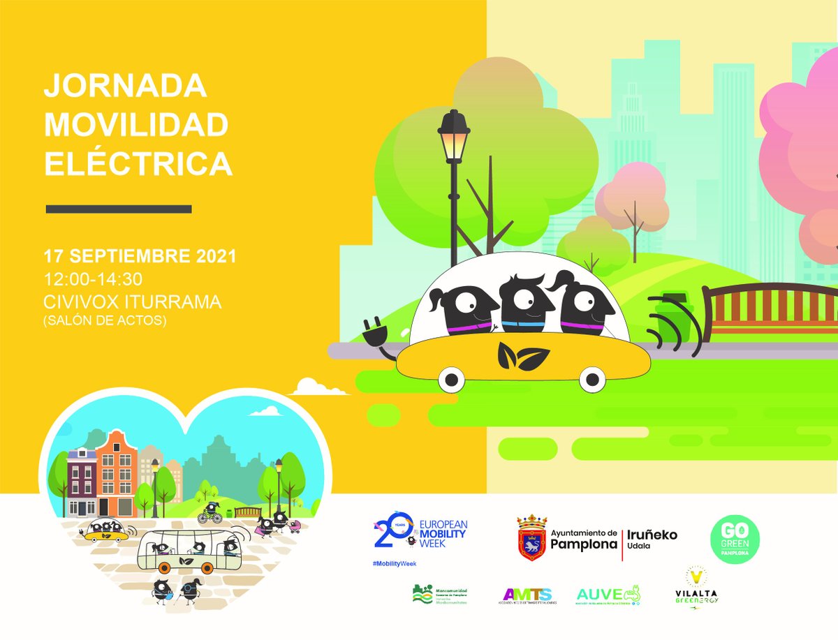 NA_VEAC's tweet photo. Mañana 17 de septiembre participaremos en las #JornadasDeMovilidadElectrica en la mesa de Movilidad del @Pamplona_aytode acuerdo a su reciente Estrategia de Transición Energética y Cambio Climático Pamplona 2030. #TransiciónEnergética #CambioClimático #MovilidadElectrica https://t.co/vSqoKBrWv0