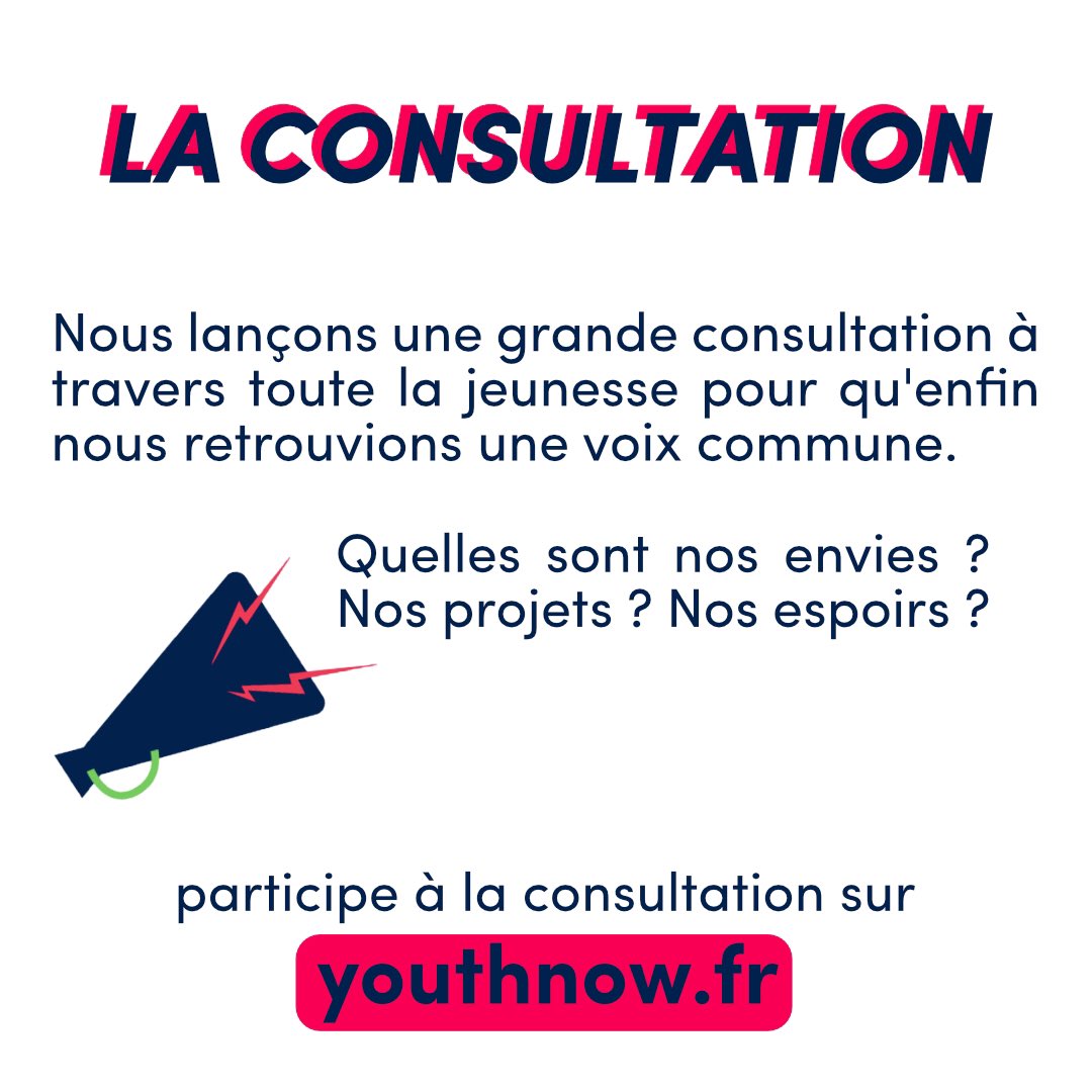 YouthNow_fr's tweet photo. Deuxième étape : la consultation !

Répondez dès maintenant sur https://t.co/r4Sa5jORLo et partagez-la à tous•tes les jeunes autour de vous !

#YouthNow https://t.co/pegNubLHXe
