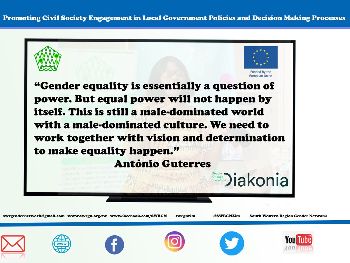 Gender equality is essentially a question of power. But equal power will not happen by itself. This is still a male-dominated world with a male-dominated culture. We need to work together with vision and determination to make equality happen. UN Secretary-General António Guterres