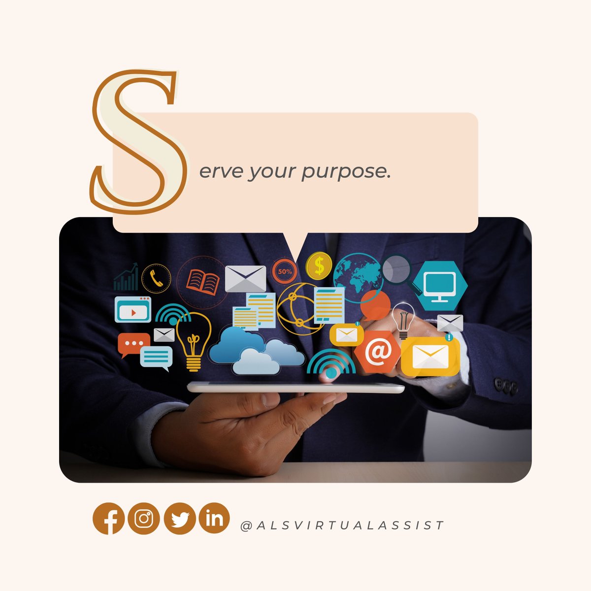 ALS_Virtual's tweet image. The ALS of Successful Freelancing

SERVE YOUR PURPOSE
When you have a sense of purpose at work, you feel passionate, innovative and committed. Your outward looking focus is on serving the organization by giving them more than what they are expecting from you. #ALSVirtualAssist