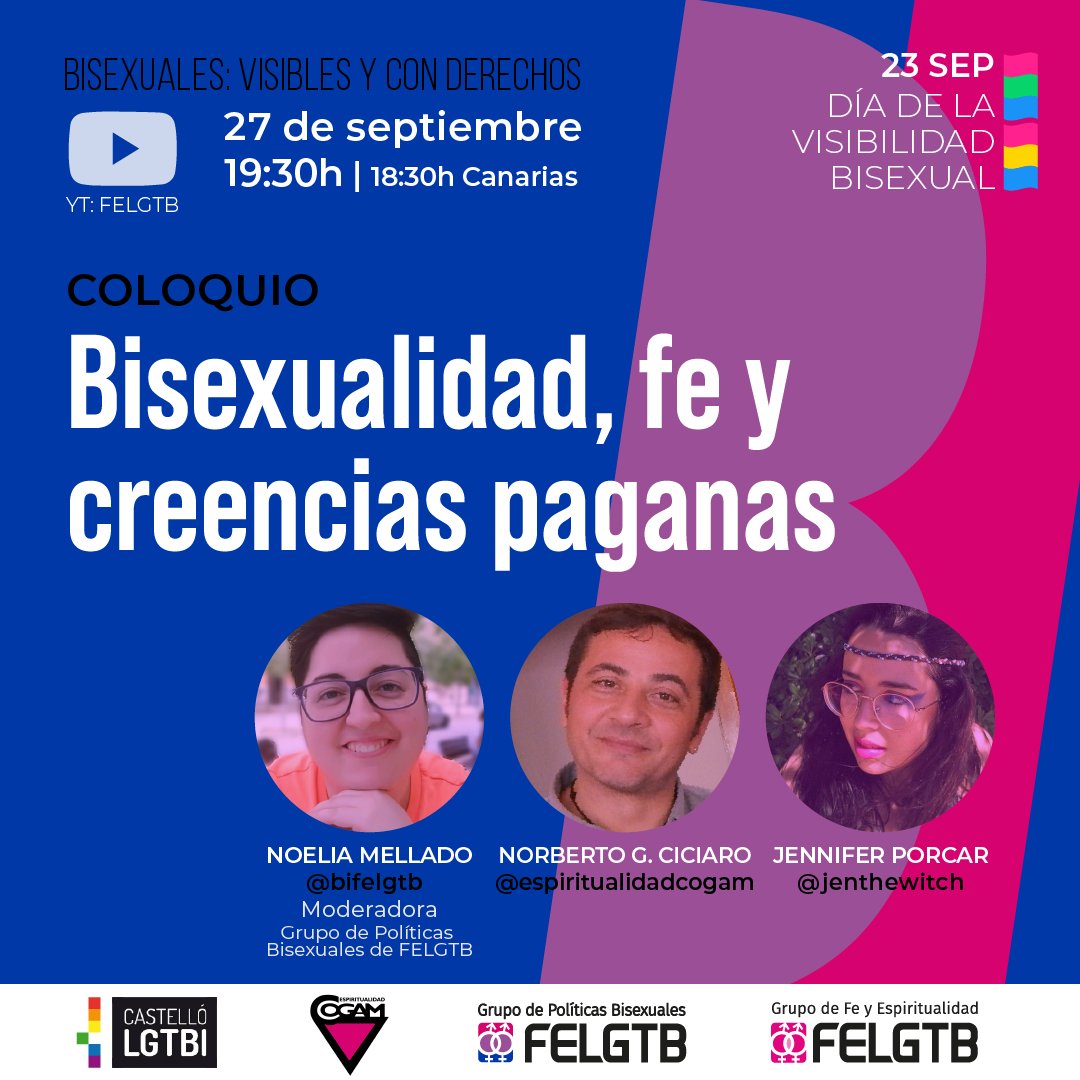 precedente Guardia Leonardoda Grupo de Políticas Bisexuales FELGTBI+ on Twitter: "Se acerca el día  internacional de la visibilidad bisexual y para ello hemos preparado una  serie de charlas enmarcadas en nuestro lema "Bisexuales: Visibles y