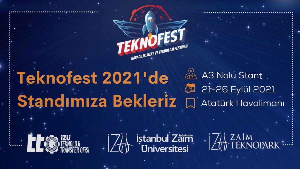 #TEKNOFEST2021 'de Standımıza Bekleriz 🚀

📢 A3 Nolu Stant 
📅 21-26 Eylül 2021 
📍 Atatürk Havalimanı 
#MilliTeknolojiHamlesi <a href="/teknofest/">TEKNOFEST</a>