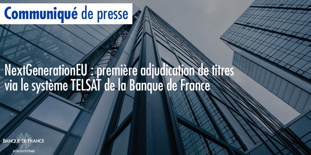 banquedefrance's tweet photo. 🗞️ [Communiqué] Le 15/09, l’@UEFrance a utilisé le système d’adjudication de titres #TELSAT pour émettre des titres à court terme européens destinés à financer le plan de relance #NextGenerationEU.
Pour + d’infos 👉 https://t.co/Dg3ISXR0XV #Eubills https://t.co/pTyqje8Jg3