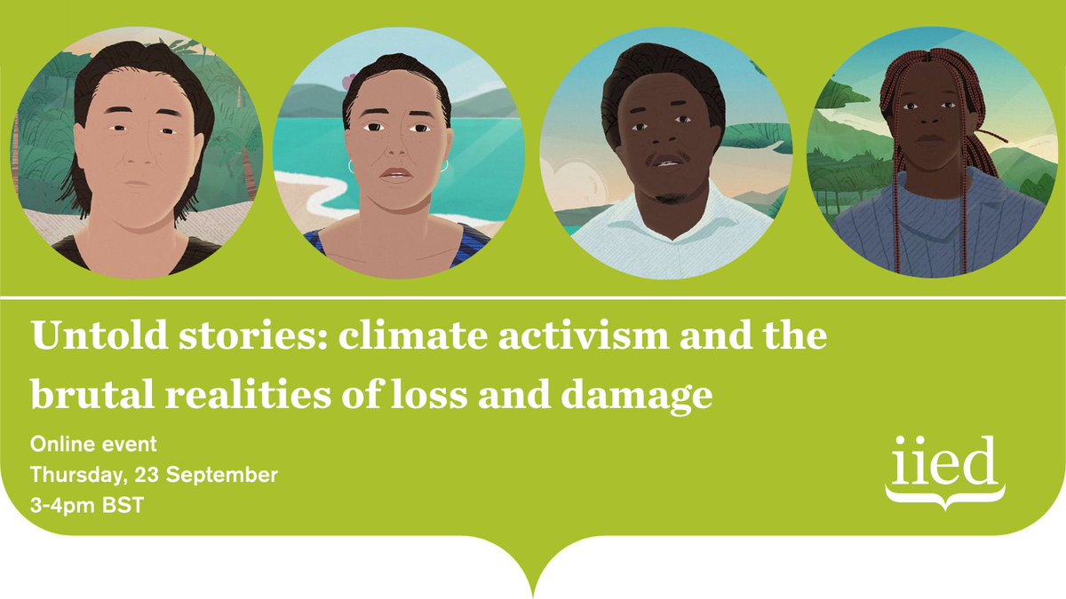 ONE WEEK TO GO: Join us on Thursday 23 Sept at 3pm (BST) at #ClimateWeekNYC for a discussion with climate activists from Sierra Leone, Rwanda &amp; the Solomon Islands. --> iied.org/untold-stories…

Get ready to be inspired by their untold stories of loss and damage. Register now!