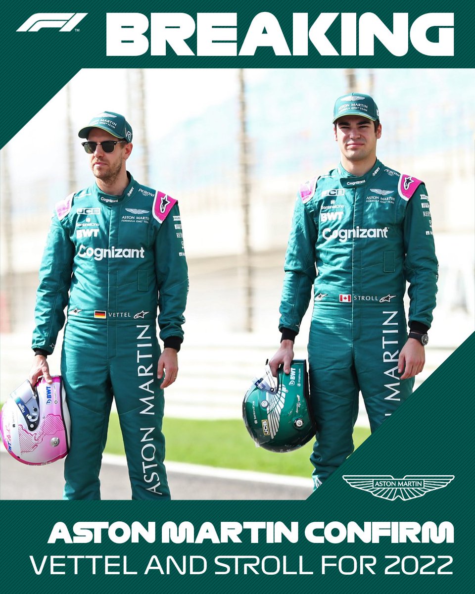 F1's tweet photo. BREAKING: Aston Martin confirm Lance Stroll and Sebastian Vettel for the 2022 season

#F1 @AstonMartinF1 https://t.co/b8Fy8lHfnz