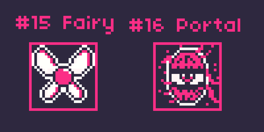 DalasKingora's tweet photo. Posting both day 15 and 16 today seeing how I am one day behind! (in my timezone) 
A #fairy to heal you from the danger that hides in the being behind the #portal

Made with #pixelstudio!

@Saultoons/@septembit
 #SeptemBIT #pixelart #pixelartist #3colours https://t.co/Iu97JdKpM6