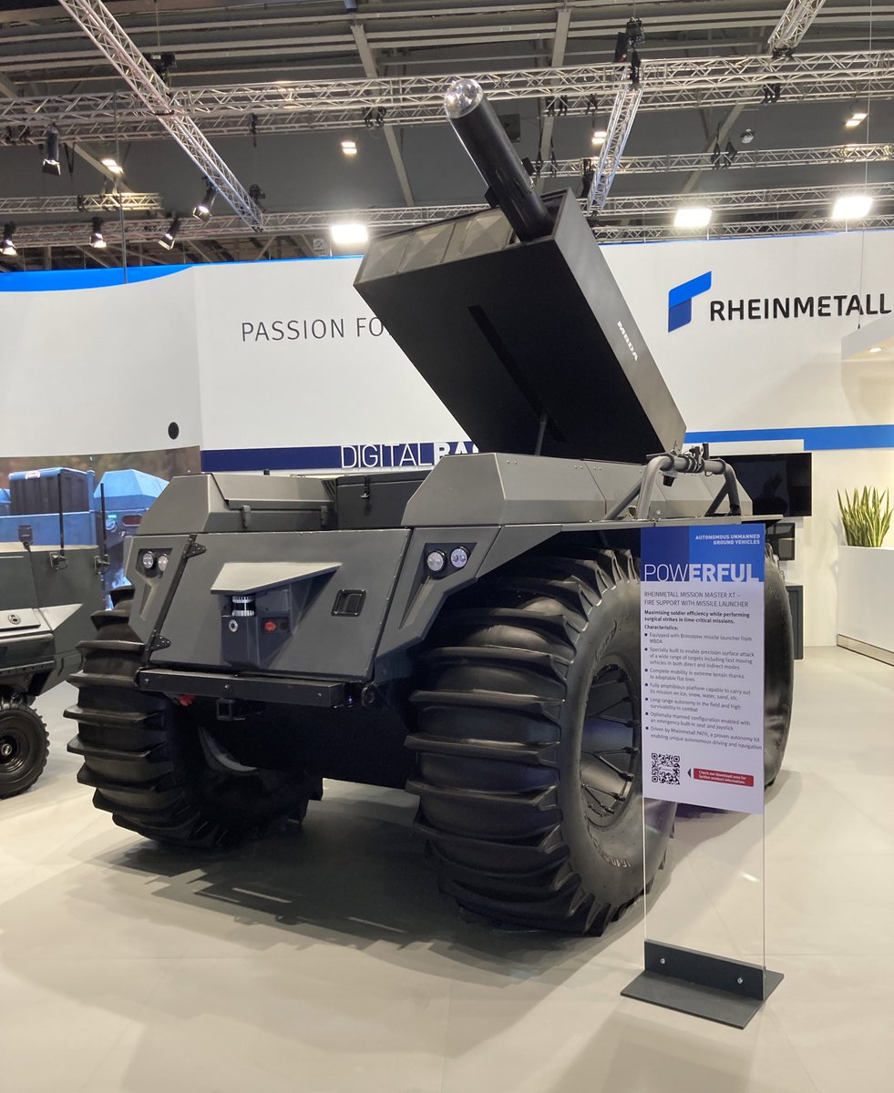 Visit us at @DSEI_event at stand H5-110 to see our #Brimstone missile-armed #MissionMaster XT

rheinmetall.com/en/rheinmetall…

#Rheinmetall #DSEI2021 #DSEI #DSEI21