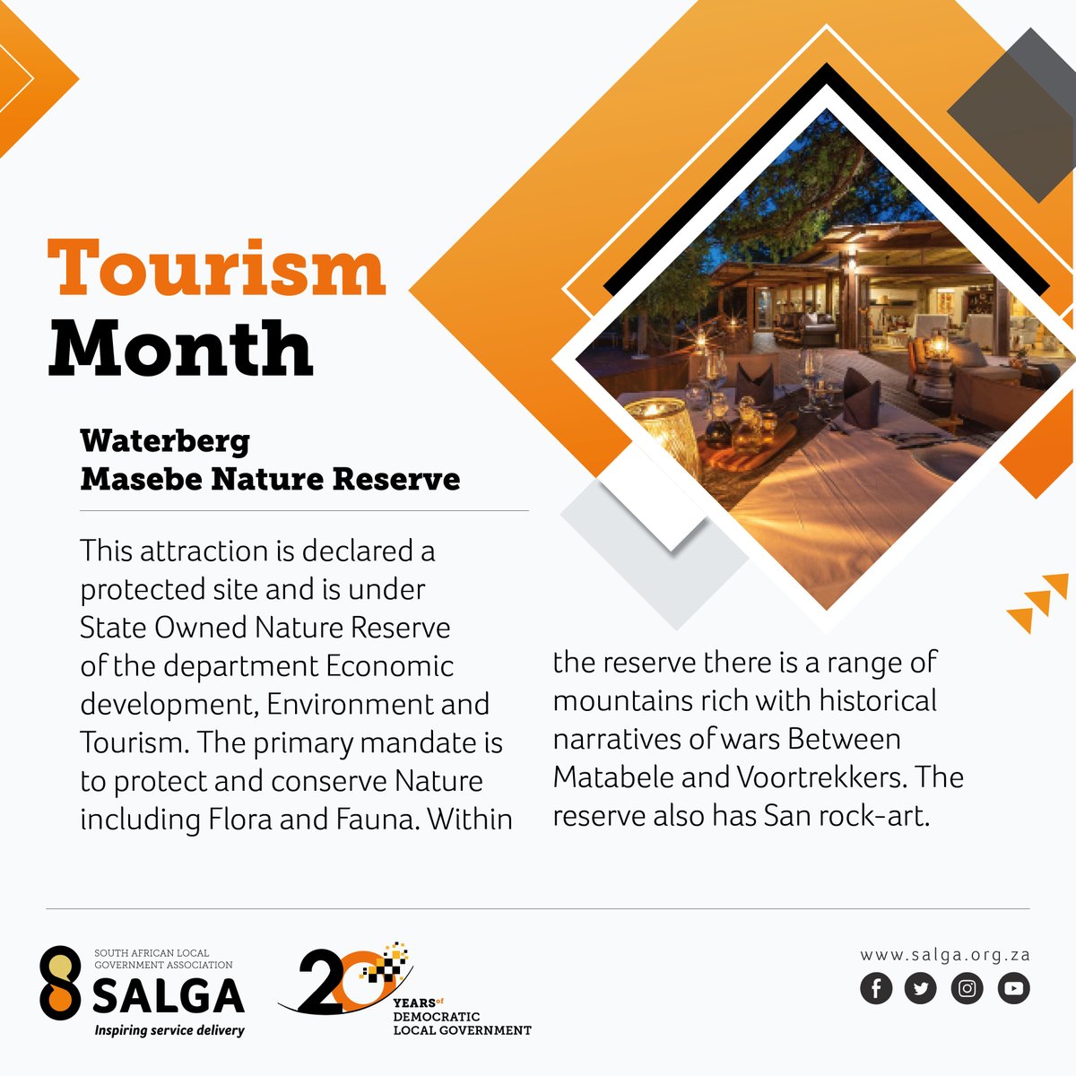 SALGA_Gov's tweet photo. Take a #ShortLeft at Sho't Left and visit the Waterberg District Municipality in Limpopo this September. #knowyourhistory South Africans Who Love To Travel SA Travel Trade
#TourismMonth2021
#HeritageMonth2021
#InspiringServiceDelivery
#20yearsofdemocraticlg
#lgtransition https://t.co/IieU3TGfva