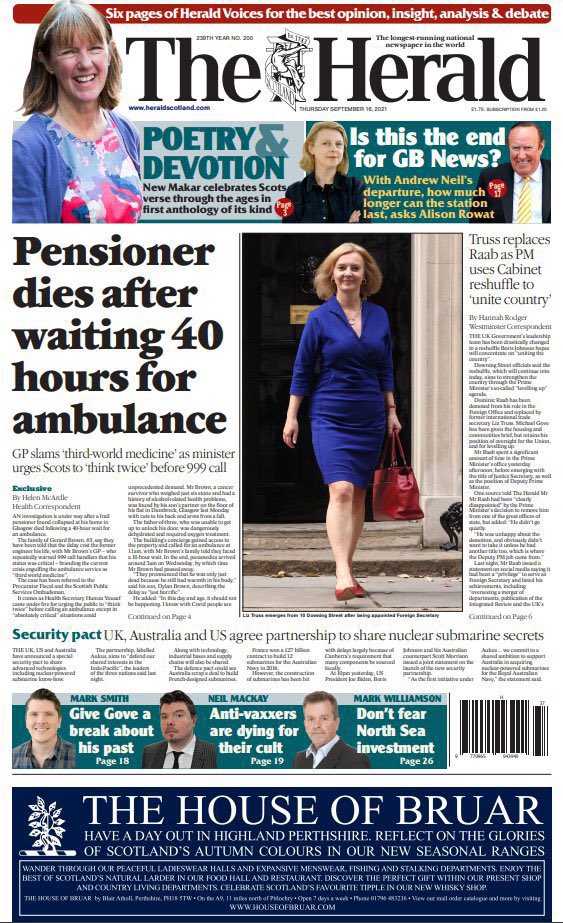 mgoldenmsp's tweet image. Last week Nicola Sturgeon denied the ambulance service was in crisis. Today, we see this desperately sad story on the front page of the @heraldscotland.

Nicola Sturgeon is clearly out of touch with the reality on the ground. No more denial, we need action and we need it now.