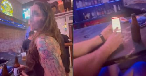 ladbible's tweet photo. 🤦 - A man's attempt to impress a woman at a bar by flaunting the funds in his bank account has gone viral. 

Watch his embarrassing efforts below: https://t.co/JrCkvJ4tzr