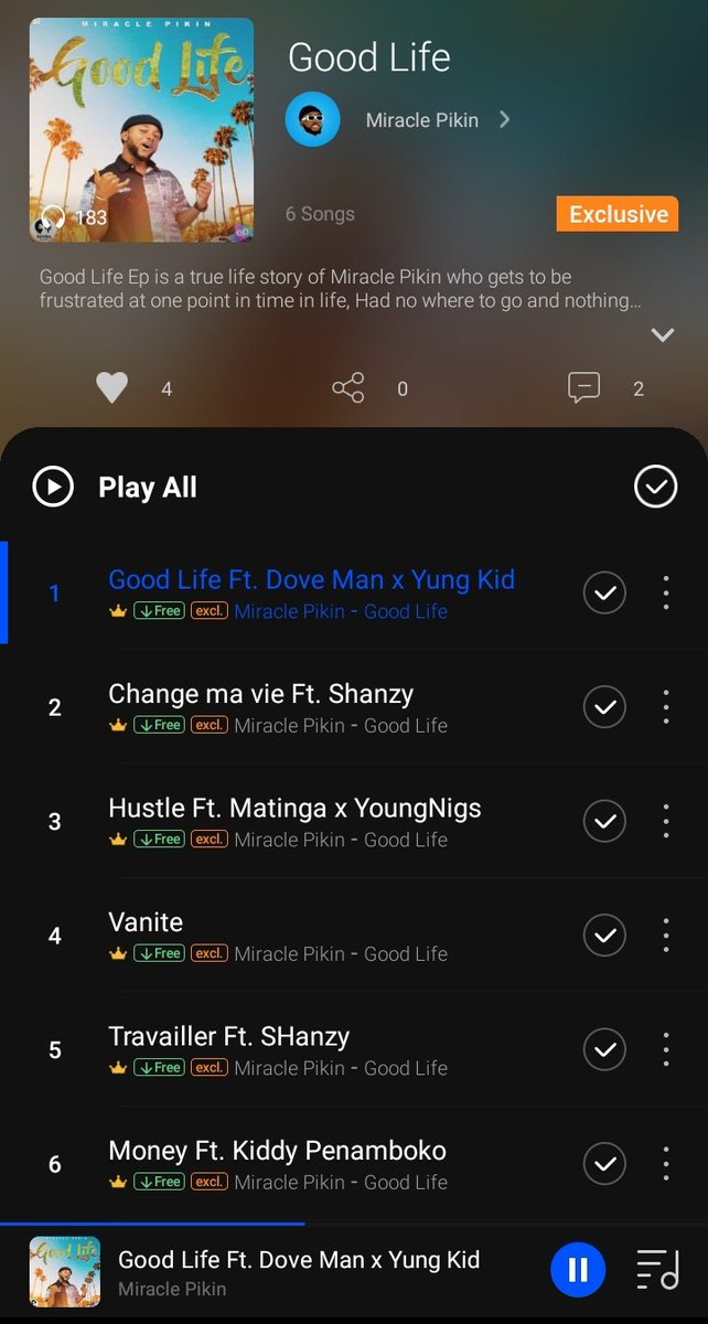 YB00237's tweet photo. 🇨🇲🎶 #GoodLifeEP by @miraclepikin1 now available on @BoomplayMusic 

https://t.co/W2BebY922k

Listen and comment your fav Track(s) 🔥 https://t.co/blnzl35JZc