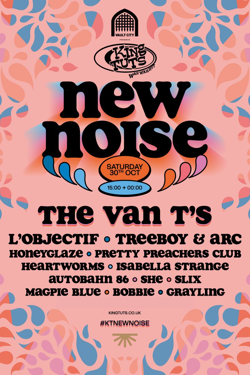 ANNOUNCED ⇾ We are delighted to anounce a brand new one day event on Saturday 30th October presented by @vaultcitybrew! Headlined by @The_VanTs, New Noise aims to showcase some of the hottest new musical talent across Scotland and beyond🙌 MORE INFO → ktwwh.co/newnoise