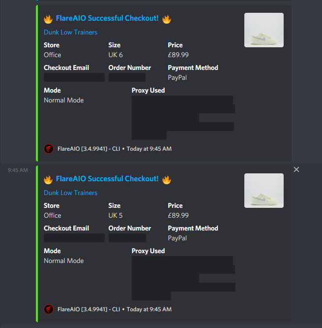 RobiHaque's tweet photo. Couple dunks earlier this morning
CG - @Flex_Workshop 🐐
Bot - @FlareAIO @FlareSmashed 🐐
Proxy - @GrassProxies 🐐

Stopped checking out after 2 as didnt want too many of these. https://t.co/z4Vg0ivJ06