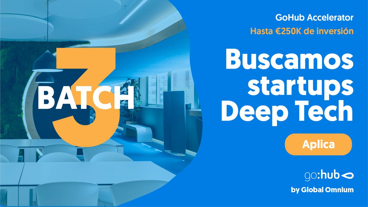 GoHubVentures's tweet photo. 🚨 Abrimos la convocatoria más ambiciosa de #GoHubAccelerator para startups #deeptech en fase #growth

¿Te unes a nuestro programa boutique personalizado? 

📅 6 meses 
💰 Más #inversión 🙌 Hasta €250K
🔎 Foco en producto, ventas y estrategia

Más info https://t.co/0JbZqJZVL6 https://t.co/KlwonwipuA
