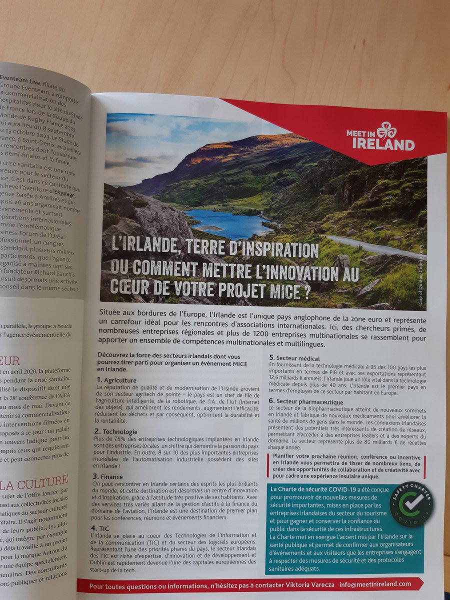 We are thrilled to be featured in <a href="/MeeTandTRaVeL/">MeeT and TRaVeL MaG</a> showcasing #Ireland's sectoral strengths to the #French market! #Makeitireland #businesstourism  <a href="/Failte_Ireland/">Fáilte Ireland</a>