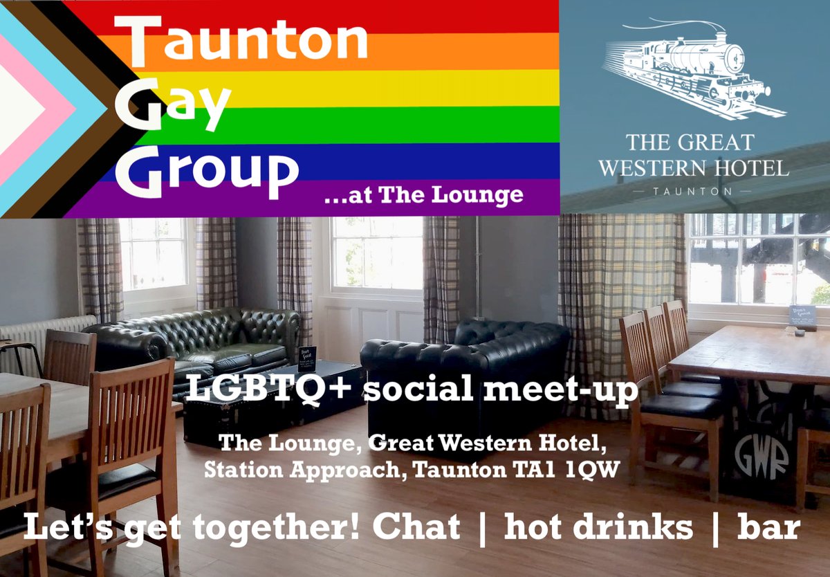 Our next TGG #LGBTQ+ social meet up is this Saturday at the lovely Great Western Hotel Lounge Bar in #Taunton, 12.30-3.30pm. We just get together, chat over lunch/drinks and newcomers always welcome so please come along. tauntongaygroup.weebly.com/tgg-events-cal… #Somerset #LoveWinsInTaunton