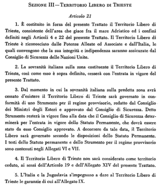 TriesteLibera's tweet photo. "Il #TerritorioLibero di #Trieste è riconosciuto dalle Potenze Alleate ed Associate e dall'Italia, le quali convengono che la sua integrità e indipendenza saranno assicurate dal Consiglio di Sicurezza".
#UNTS49 #Trieste74 #TLT74 #ONU https://t.co/30TkodjxRw
