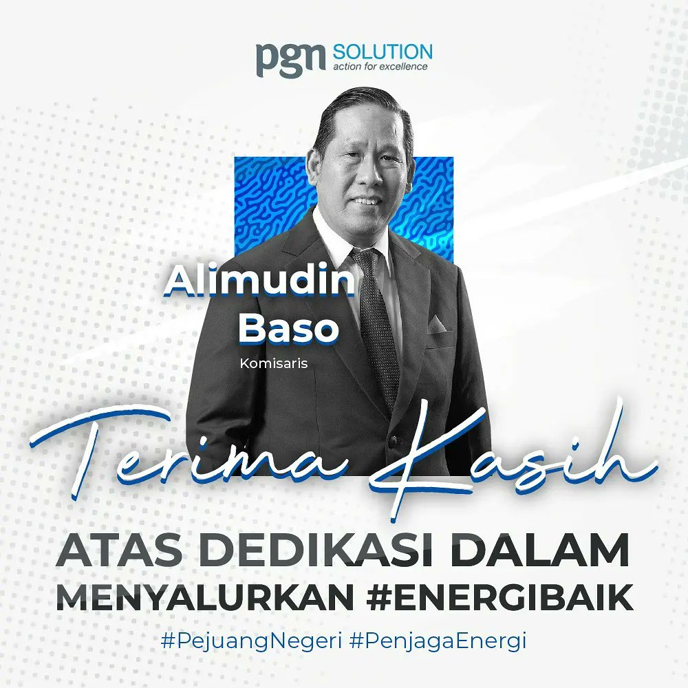 pgn_solution's tweet photo. Segenap Keluarga Besar PT PGAS Solution mengucapkan terima kasih kepada Bapak Alimudin Baso selaku Komisaris, atas pengabdian dan kerja kerasnya selama ini dalam memajukan PT PGAS Solution dalam menyalurkan #EnergiBaik.
_
#pgn_solution #pgn #onepgn #pgngroup #energibaik https://t.co/16fUoRvrUg